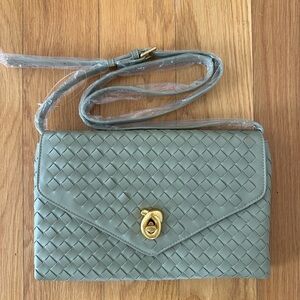 NEW Anthropologie Foldover Woven Clutch - Light Green
